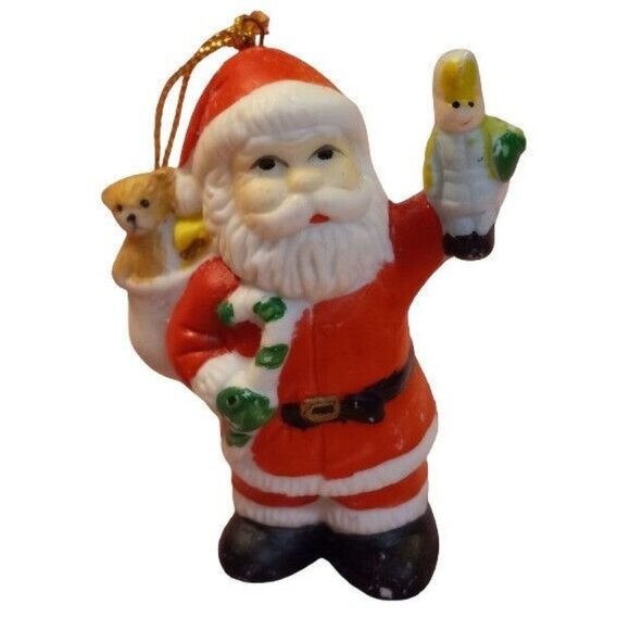 Christmas Ornaments Set Of 3 Ceramic Santa Bear Stocking 7-Eleven Citgo Vintage - Picture 6 of 9